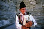 Traditional Bulgarian bagpipe musician. Photo credit: Peter Guttman