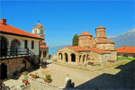 Located on the slopes of Mt. Galicica near the shore of Lake Ohrid, the monastery of Sveti Naum was founded in 900 AD. Photo credit: Bruno Hladnik