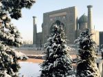 A snowy winter scene in Samarkand. Photo credit: Abdu Samadov