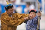 Learning the long-held Mongolian tradition of archery. Photo credit: Helge Pedersen