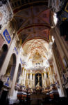 Soaring arches inside Lithuanian cathedral. Photo credit: Peter Guttman