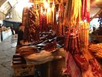 Churchkela, strings of honey-dipped walnut meats, in a Kutaisi market. Photo credit: Mariana Noble