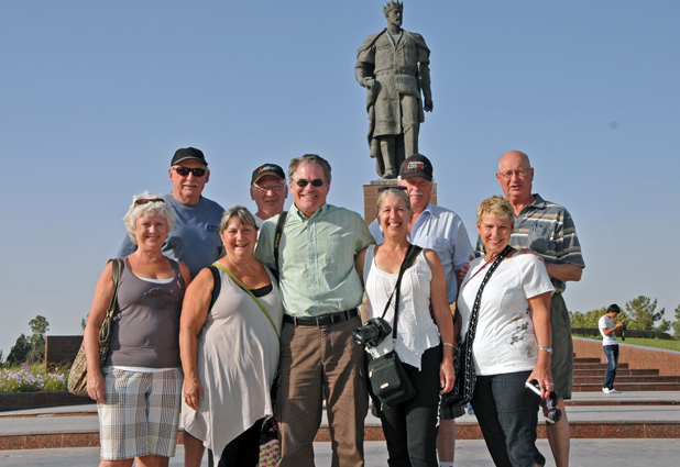 MIR President Douglas Grimes in Uzbekistan with the adventurous Canadian couple, along with their extended family and friends. Photo credit: Douglas Grimes