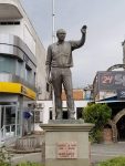 A Statue of George W. Bush overlooks the main square in the town of Fushe Kruje, Albania. Photo credit: Sid Suarez