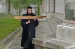 Today Voronet is a convent; this nun is tapping out a call to prayer. Photo credit: Martin Klimenta