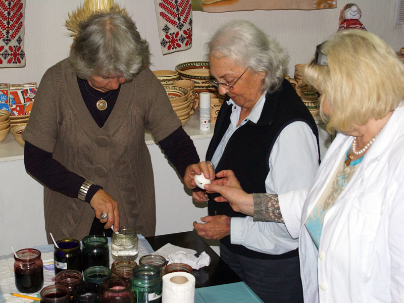 An egg painting demonstration in Kiev, Ukraine. Photo credit: Joanna Millick