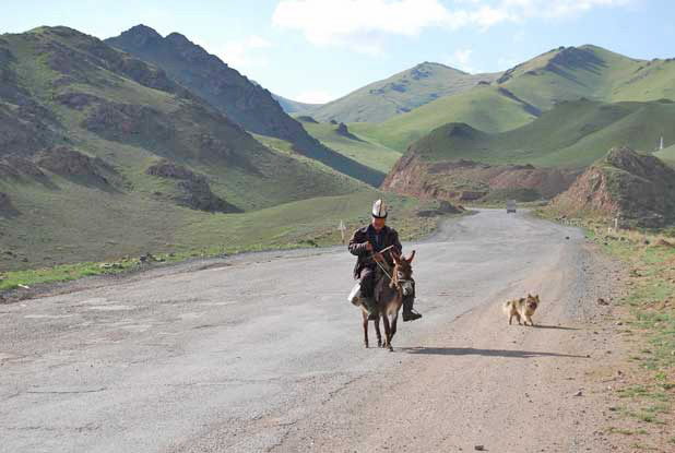 Donkeys are sometimes still used to travel the high roads of Kyrgyzstan. Photo credit: Douglas Grimes