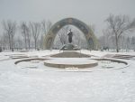 Rudaki Park in central Dushanbe, blanketed in snow. Photo credit: Jake Smith