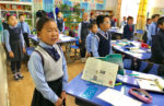 Visiting school children in Mongolia. Photo credit: Michel Behar.