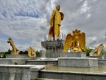 Ashgabat Turkmenistan's glittering statues. Photo credit: Michel Behar