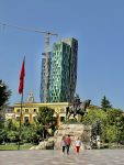 Statue of Albanian national hero at the Skanderbeg Square named after him. Photo credit: Michel Behar