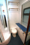 Sample en suite shower and WC of the Imperial Suite - Golden Eagle Trans-Siberian Express.