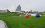 Red and blue rabbit face-off at the Heydar Aliyev Cultural Center (Baku, Azerbaijan.) Photo credit: Jake Smith