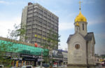 Modern skyscrapers share space with historic churches in Novosibirsk, Siberia. Photo credit: Helen Holter