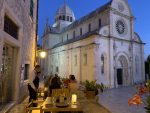 An evening dinner in front of St. John's Cathedral in Sibenik, Croatia. Photo credit: Gerald Smetana