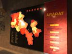 This exhibit at the Ararat Brandy Factory shows the prime brandy grape growing regions of Armenia. Photo credit: Jessica Clark