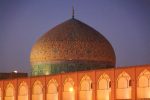 The dome of Isfahan's Sheikh Lotfollah Mosque at twilight.