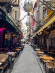 Cafes lining a narrow alley near Istiklal Avenue. Photo credit: Jake Smith