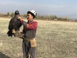 A Kyrgyz berkutchi (falconer) with his eagle.