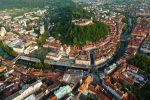 The city of Ljubljana, Slovenia, seen from above.