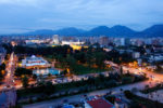 Night falls over Tirana, Albania’s capital