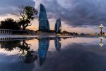 The Flame Towers, seen from Baku's Martyrs' Lane.