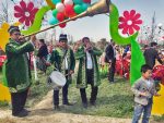 Uzbek performers belt out lively music for Navruz on the doira (drum) and karnay (horn), which can extend 3 meters in length. Photo credit: Abdu Samadov