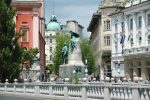 The Preseren Monument in central Ljubljana.