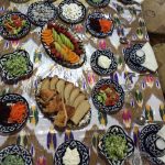 A feast of fresh foods created during a master cooking class in Samarkand. Photo credit: Abdu Samadov
