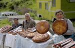 Decorated Armenian gata bread outside Geghard Monastery. Photo credit: Ana Filonov