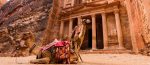 Dromedary camels in front of the Treasury in Petra. Photo credit: Jordan Tourism Board